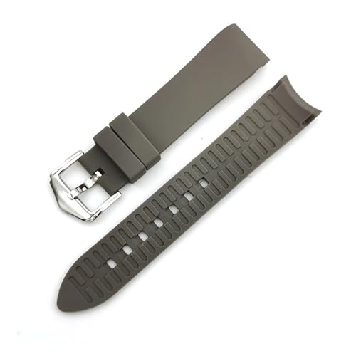 SBZIOJHDR Uhrenarmband, Weiches Silikonarmband mit gebogenem Bogen, Gummi-Uhrenarmband for Herren, Sport, wasserdicht, Zubehör(GRAY,22mm) von SBZIOJHDR