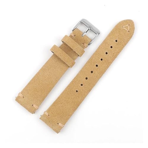 SBZIOJHDR Uhrenarmband, Wildleder Leder Armband Strap Quick Release Uhr Strap Gürtel Handgemachte Genäht Retro Zubehör(Beige,22mm) von SBZIOJHDR