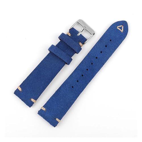 SBZIOJHDR Uhrenarmband, Wildleder Leder Armband Strap Quick Release Uhr Strap Gürtel Handgemachte Genäht Retro Zubehör(Dark blue,22mm) von SBZIOJHDR