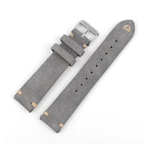 SBZIOJHDR Uhrenarmband, Wildleder Leder Armband Strap Quick Release Uhr Strap Gürtel Handgemachte Genäht Retro Zubehör(Gray,22mm) von SBZIOJHDR