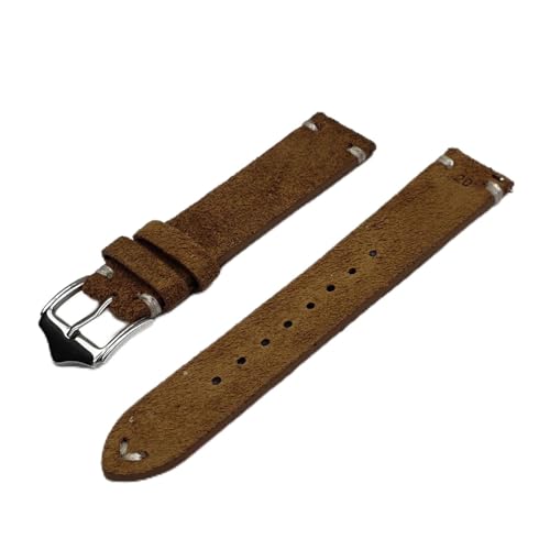SBZIOJHDR Uhrenarmband, Wildleder Leder Uhrenarmbänder Quick Release Federsteg Vintage Uhrenarmbänder(Brown Line,20mm) von SBZIOJHDR