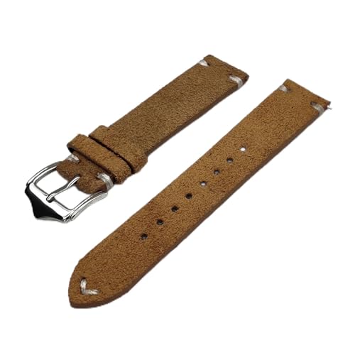 SBZIOJHDR Uhrenarmband, Wildleder Leder Uhrenarmbänder Quick Release Federsteg Vintage Uhrenarmbänder(Khaki Line,20mm) von SBZIOJHDR