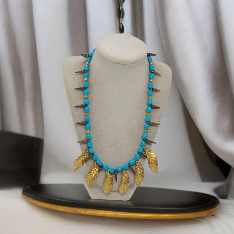 Blatt Halskette - Spike Türkis Mehrfarbige Für Sie Einzigartige Statement Geschenk Blatt Halskette - Spike Türkis Mehrfarbige Für Sie Einzigartige Statement Geschenk von SByourself