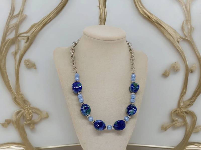 Blaue Halskette Für Frauen - Keramik Perlen Einzigartige Statement Muttertag Geschenk von SByourself