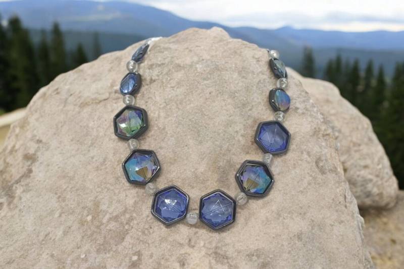 Blaue Halskette Für Frauen - Sechseck Bunte Geschenk von SByourself