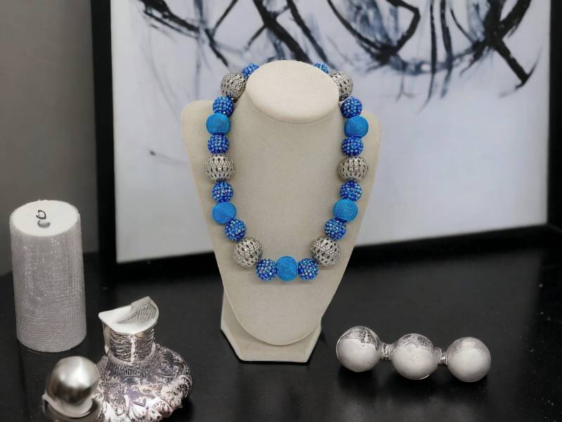 Blaue Halskette Für Frauen - Shamballa-Halskette Glitzer-Halskette Einzigartige Statement-Halskette Brautjungfern-Halskette Geschenk von SByourself