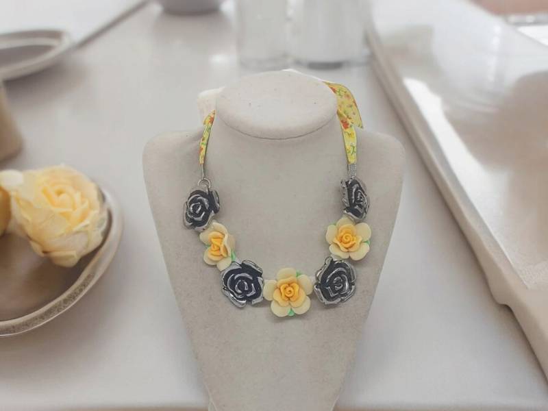 Blumen Halskette - Ton Polymer Mehrfarbige Für Frauen Einzigartige Statement Tolles Geschenk von SByourself