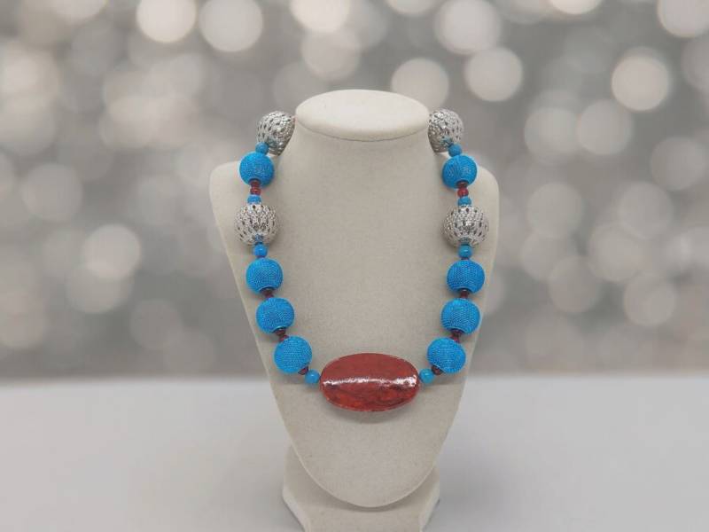 Bunte Halskette Für Frauen - Blaue Sie Einzigartige Statement Metallkette Geschenk von SByourself