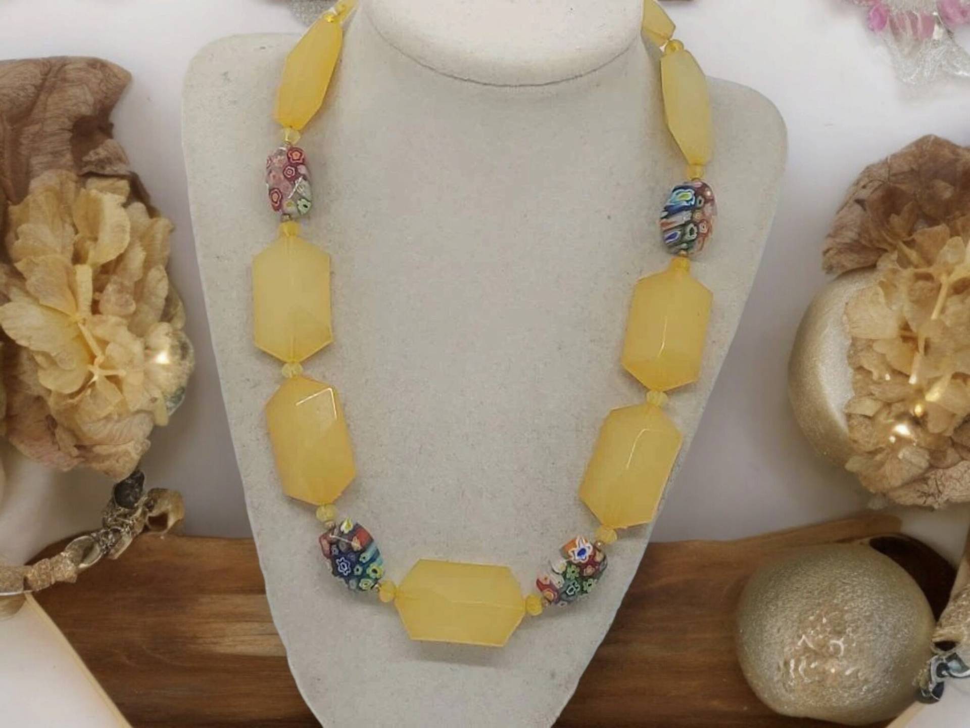 Gelbe Halskette Für Frauen - Mehrfarbige Statement Einzigartige Blumen Geschenk Sie von SByourself