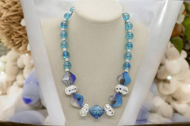 Glas Halskette - Blaue Für Frauen Einzigartige Statement Bunte Sie Geschenk von SByourself