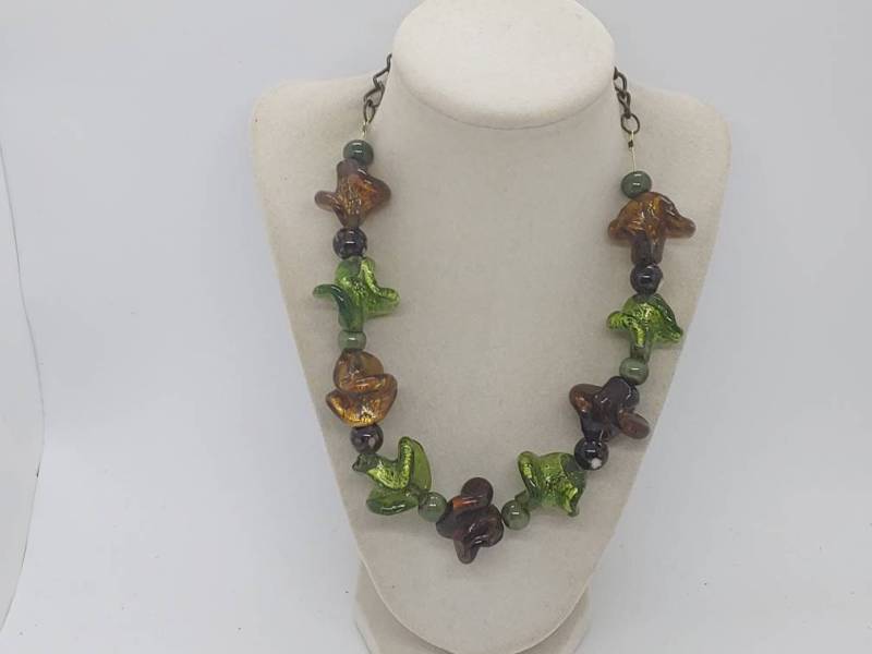 Glas Halskette - Mehrfarbige Für Frauen Statement Einzigartige Grüne Und Braune Geschenk von SByourself