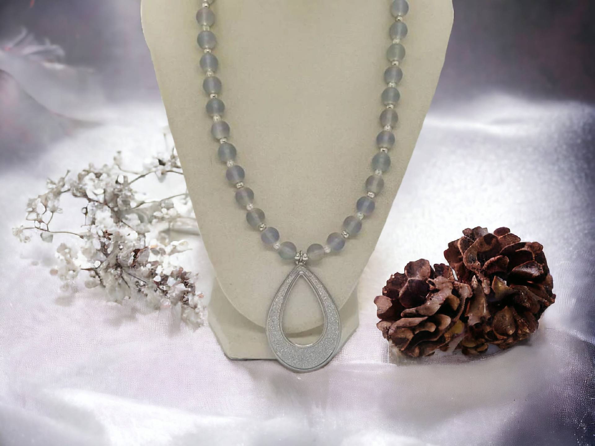 Glitzer-Halskette - Silberne Halskette Für Sie Einzigartige Braut-Halskette Glas-Halskette Brautjungfern-Geschenk von SByourself