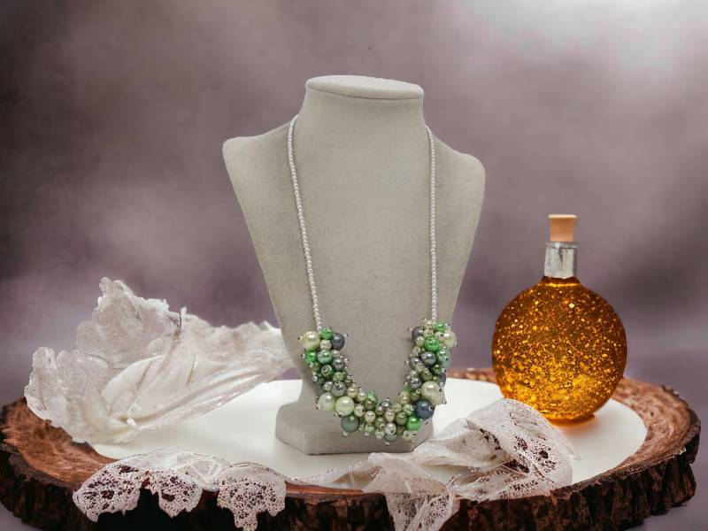 Grüne Halskette Für Frauen - Perlenkette Klobige Statement-Halskette Einzigartige Hochzeits-Halskette Brautjungfern von SByourself