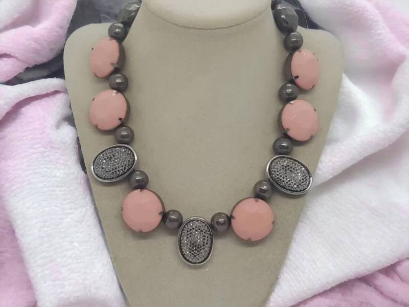 Jeweled Halskette - Rosa One Of A Kind Statement Brautjungfer Bunte Für Sie Geschenk von SByourself