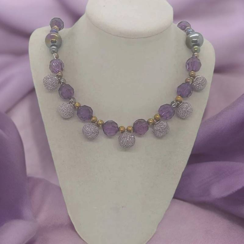 Lila Halskette Für Frauen - Glitzernde Stoff Textil Einzigartige Statement von SByourself