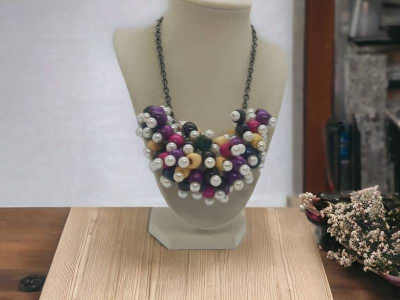 Mehrfarbige Holzkette - Damen Perlenkette Einzigartige Halskette Chunky Geschenk von SByourself