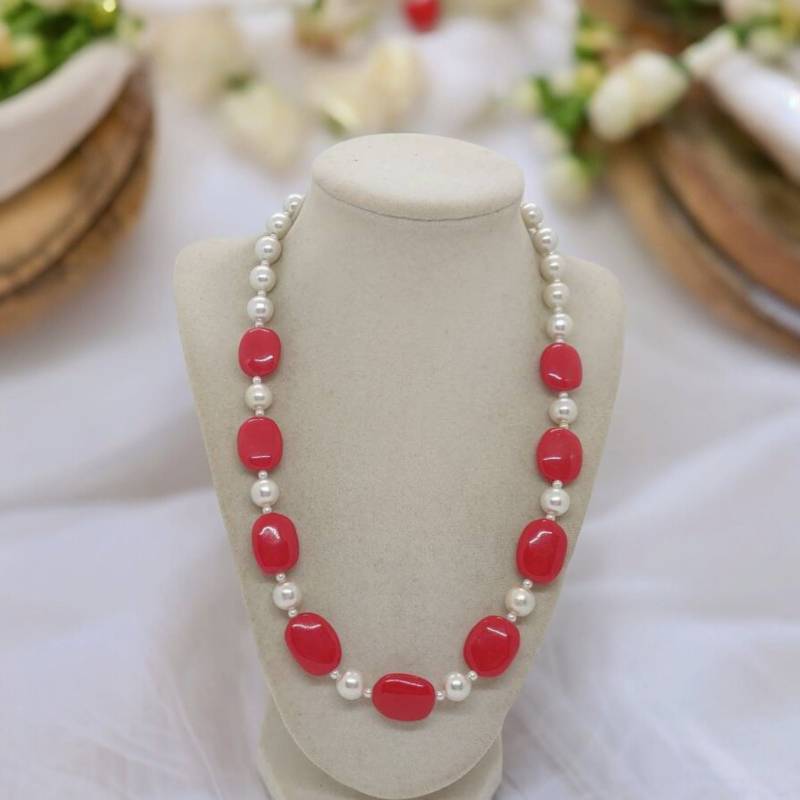 Perlen Halskette - Rote Für Sie Einzigartige Statement Brautjungfer Mehrfarbige Frauen von SByourself