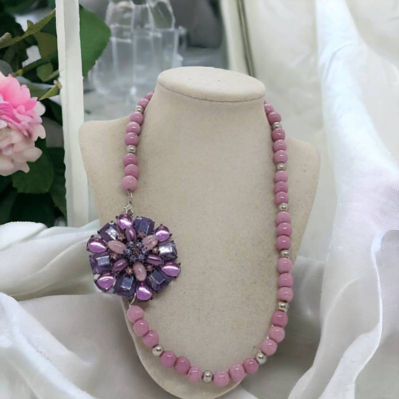 Rosa Halskette - Juwelenbesetzte Mehrfarbige Für Frauen Keramikhalskette Einzigartige Statement-Halskette Geschenk von SByourself