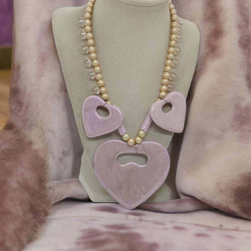 Rosa Herz Halskette - Keramik Perlenkette Statement Einzigartige Bib Muttertags von SByourself