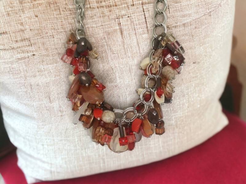 Rot Und Braun Halskette Für Frauen - Chunky Einzigartige Statement Mehrfarbige Sie Geschenk von SByourself