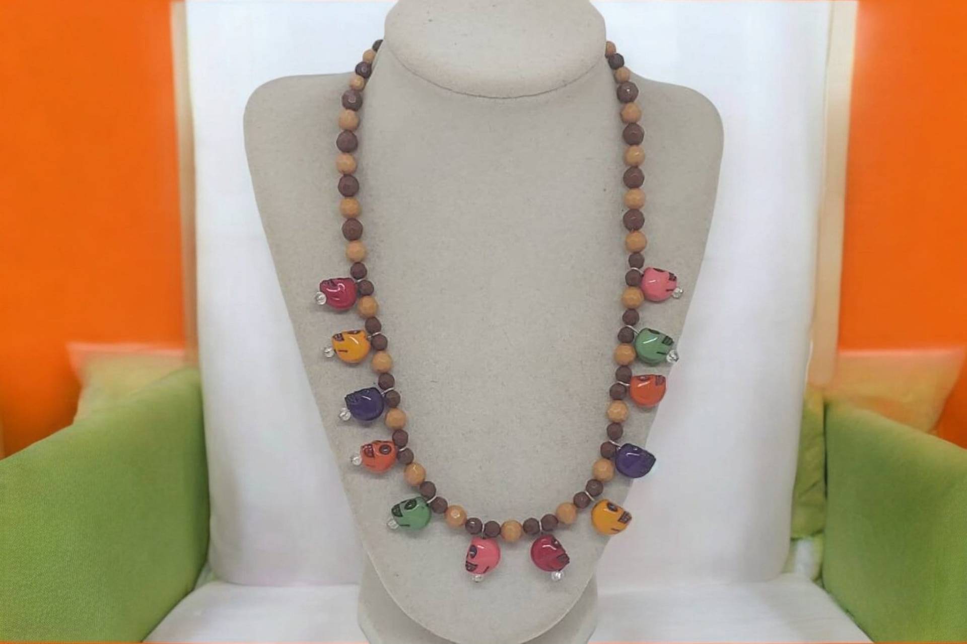 Totenkopf Halskette - Mehrfarbige Schädel Einzigartige Halloween Für Frauen von SByourself