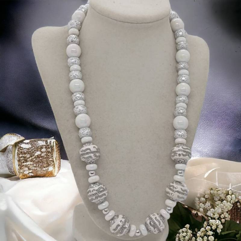 Weiße Halskette Für Sie - Glitzernde Juwelenbesetzte Brautjungfern-Halskette Statement-Halskette Einzigartige Geschenk von SByourself