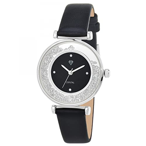 SC Crystal Damen-Armbanduhr aus rhodiniertem Metall, Schwarz SC Crystal Damen-Armbanduhr aus rhodiniertem Metall, Schwarz von SC Crystal