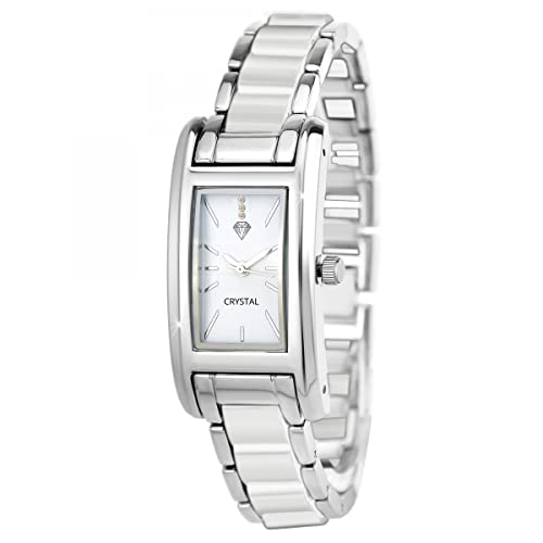 SC Crystal Quarzuhr für Damen, aus rhodiniertem Metall, weiß SC Crystal Quarzuhr für Damen, aus rhodiniertem Metall, weiß von SC Crystal