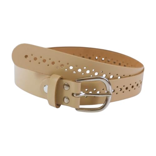 Damengürtel aus 100% echtem Leder – Gürtel mit durchgehendem Lochmuster & verschraubter Schließe, kürzbar - Made in Germany (Creme - Bundweite 75 cm - Breite 3 cm) von SCAMODA