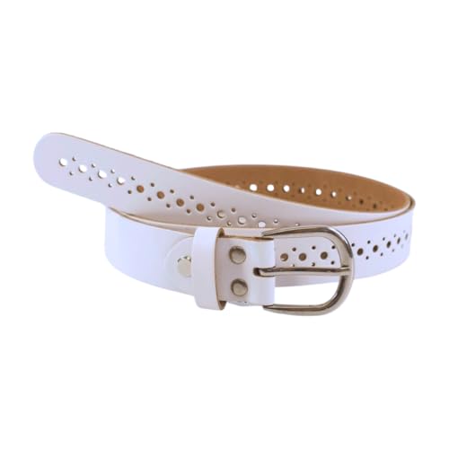 Damengürtel aus 100% echtem Leder – Gürtel mit durchgehendem Lochmuster & verschraubter Schließe, kürzbar - Made in Germany (Weiß - Bundweite 95 cm - Breite 3 cm) von SCAMODA