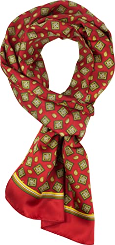 feiner Herrenschal mit extravagantem Muster, leichte Qualität, Vintage-Pattern, schmaler Schal - Made in Italy (Rot 04) von SCAMODA