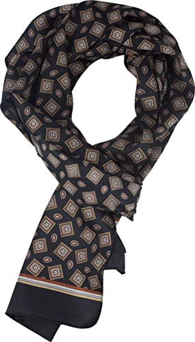 SCAMODA ® feiner Herrenschal mit extravagantem Muster, leichte Qualität, schmaler Schal - Made in Italy (Schwarz 05) von SCAMODA