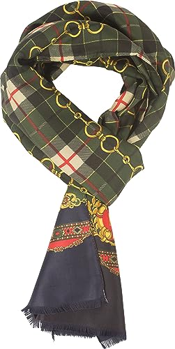 feiner Herrenschal mit extravagantem Muster, leichte Qualität, Vintage-Pattern, schmaler Schal - Made in Italy (Karo-Grün) von SCAMODA