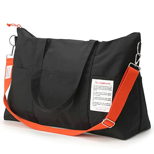 Reisetaschen, SCANDIHOME Faltbare Reisetasche Handgepäck Tasche für Damen und Herren, 55L wasserdichte Weekender Schwimmtasche Sporttasche Fitnessstudio Trainingstasche - Schwarz von SCANDIHOME