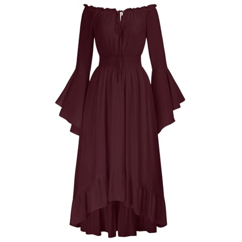 Damen Renaissance Corsagenkleid Schulterfrei mit Taschen A-Linie Rüschenkleid Rotwein L Damen Renaissance Corsagenkleid Schulterfrei mit Taschen A-Linie Rüschenkleid Rotwein L von SCARLET DARKNESS