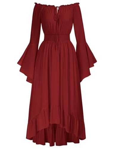 Damen Renaissance Corsagenkleid Schulterfrei mit Taschen A-Linie Rüschenkleid Rot L Damen Renaissance Corsagenkleid Schulterfrei mit Taschen A-Linie Rüschenkleid Rot L von SCARLET DARKNESS