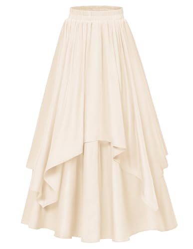 Damen Renaissance Rock Unregelmäßiger Saum Patchwork Langer Eleganter Party Rock Aprikose XXL von SCARLET DARKNESS