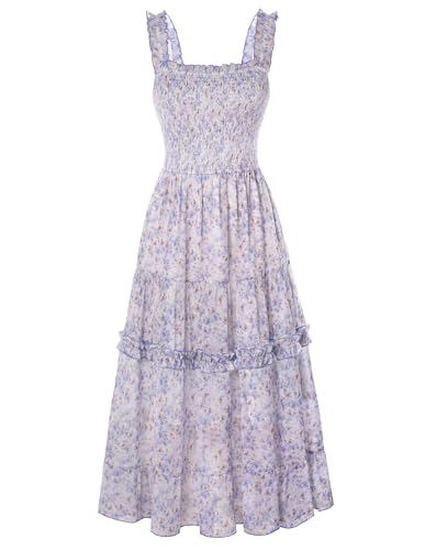 Damen Vintage Blumenkleid Gesmokt Taille Spaghetti Träger A-Linie Boho Corsagenkleid Violett L Damen Vintage Blumenkleid Gesmokt Taille Spaghetti Träger A-Linie Boho Corsagenkleid Violett L von SCARLET DARKNESS