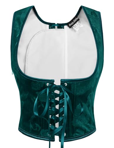 Korsett Damen Mittelalter Wikinger Samt Weste Retro mit Schnürung Corsett Karneval Fasching Kostüm Dunkelgrün 46 von SCARLET DARKNESS