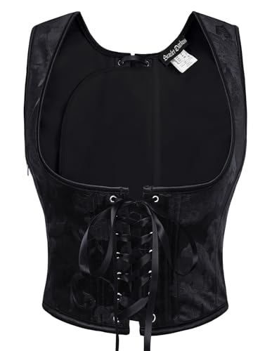 Korsett Damen Mittelalter Wikinger Samt Weste Retro mit Schnürung Corsett Karneval Fasching Kostüm Schwarz 46 von SCARLET DARKNESS