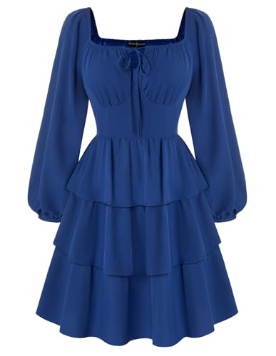 Mittelalter Damen Rüschenkleid Schulterfrei Rockabilly Flowy Swing Kleid Königsblau M von SCARLET DARKNESS