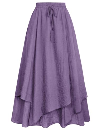Mittelalter Kleidung Lang Rock Damen Sommer Skirt Maxi Retro Steampunk Rockabilly Lila Rock XXL von SCARLET DARKNESS