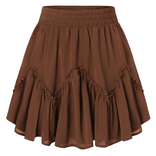 Piratenkostüm Damen Minirock Mittelalter Gothic Kurz Rock für Halloween Cosplay Kostüm Kaffee XL von SCARLET DARKNESS