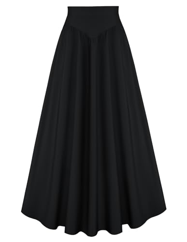 Renaissance Trachtenrock für Damen Retro mit Tasche Flowy Swing Gefüttert Rock Schwarz M von SCARLET DARKNESS