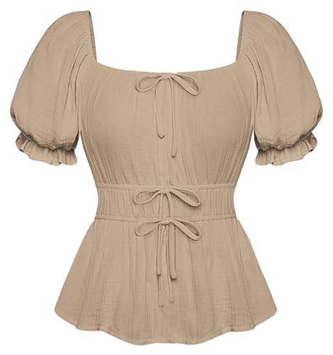 SCARLET DARKNESS 2025 Damen Khaki Bluse Sommer Tops Y2K Kurz Puffärmel Renaissance Oberteile Eckiger Ausschnitt Blusen M SCARLET DARKNESS 2025 Damen Khaki Bluse Sommer Tops Y2K Kurz Puffärmel Renaissance Oberteile Eckiger Ausschnitt Blusen M von SCARLET DARKNESS