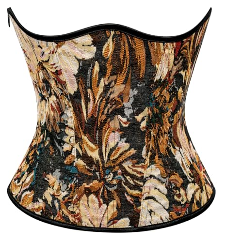 SCARLET DARKNESS Damen Cottagecore Bauchgürtel Vintage Elegant Floral Print Unterbust Medieval Belt Schwarz 46 von SCARLET DARKNESS