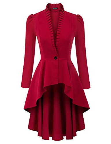 SCARLET DARKNESS Damen Gothic Steampunk-Jacke, Rote lange Ärmel, XL von SCARLET DARKNESS