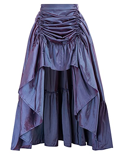 SCARLET DARKNESS Damen Gothic Steampunk Rock Viktorianischen High-Low Bustle Rock - Blau - Groß von SCARLET DARKNESS