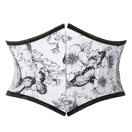 SCARLET DARKNESS Damen Korsett Gürtel Renaissance Breiter Gürtel mit Blumendruck Cottagecore Cosplay Accessoires Schwarz 42 von SCARLET DARKNESS