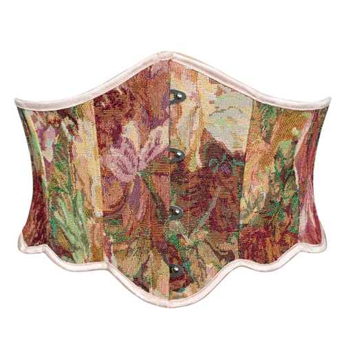 SCARLET DARKNESS Damen Mittelalter Korsett Gürtel Retro Taillengürtel mit Schnürung Rot Blumendruck Breiter Gürtel 38 von SCARLET DARKNESS